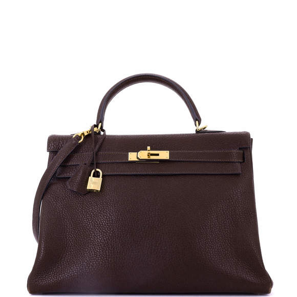 Hermes Kelly 35 Brown Fjord with Gold Hardware - Picture 1 of 8